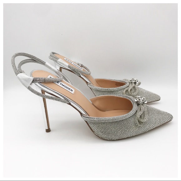 Steve Madden Silver Rhinestone Heels - Picture 6 of 16